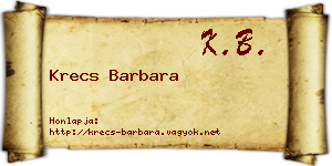 Krecs Barbara névjegykártya